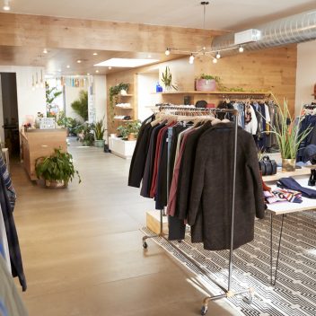 interior of a small clothing store