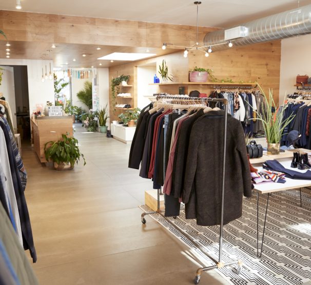 interior of a small clothing store