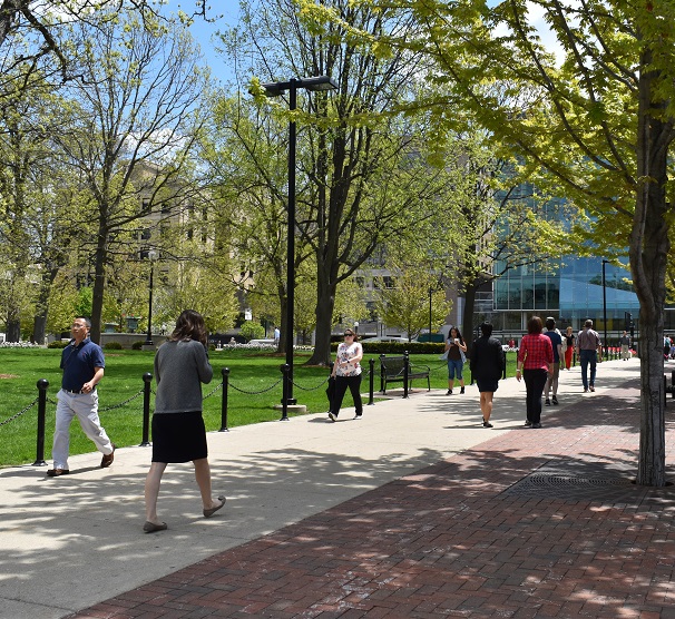 Workers walking downtown image