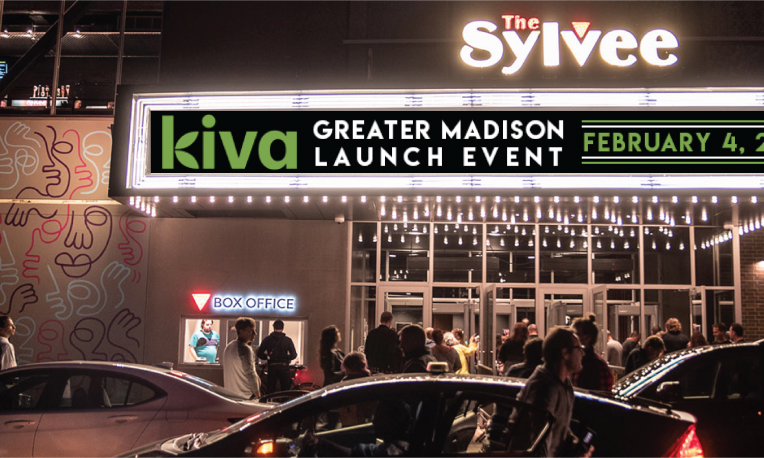 Kiva event promotion on Sylvee marquee