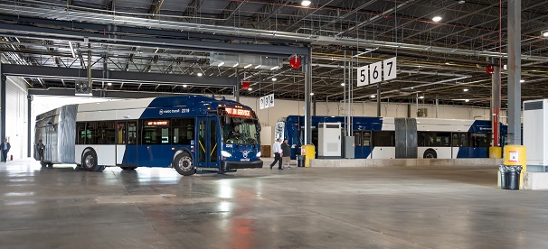 Metro Transit satellite bus facility, articulated electric buses image